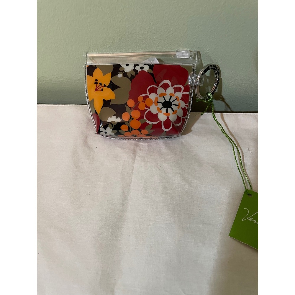 Vera Bradley Zippidy Keychain Bittersweet Floral Clear Pouch 13102-147 NWT